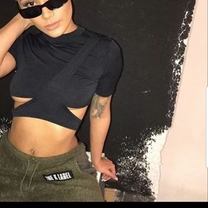 Black cut out crop top